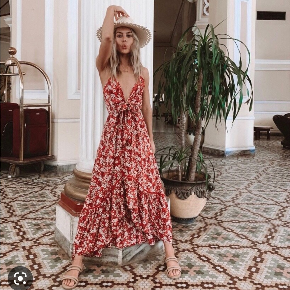 Kivari Pasadena Tie Up Maxi Dress size XS